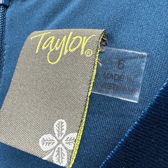 Taylor Women's Maxi Dress 6 Dark Blue Velvet Babydoll Short Sleeve Back Zipper - Picture 4 of 9